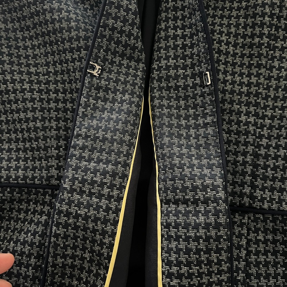 Talbots‎ 14P Petite Navy Gray Houndstooth Open Front Blazer Career Jacket - Picture 7 of 11